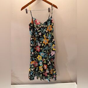 J Crew Liberty Fabric Dress Womens Black Pavilion Floral Ruffle Spring Party SM